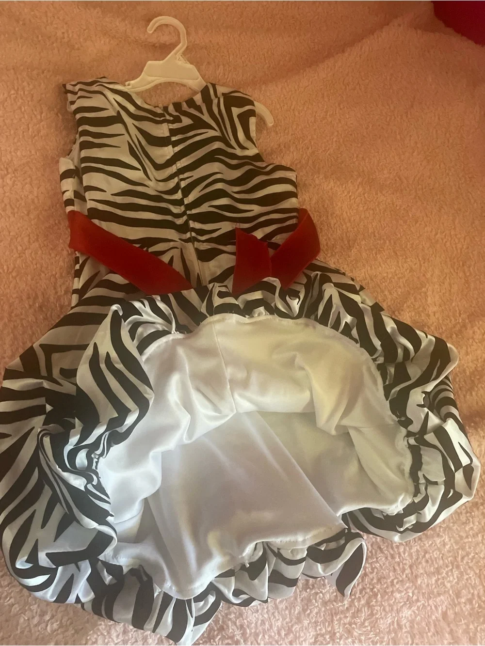 Speechless Black and White Zebra Print Dress with Red Velvet Sash